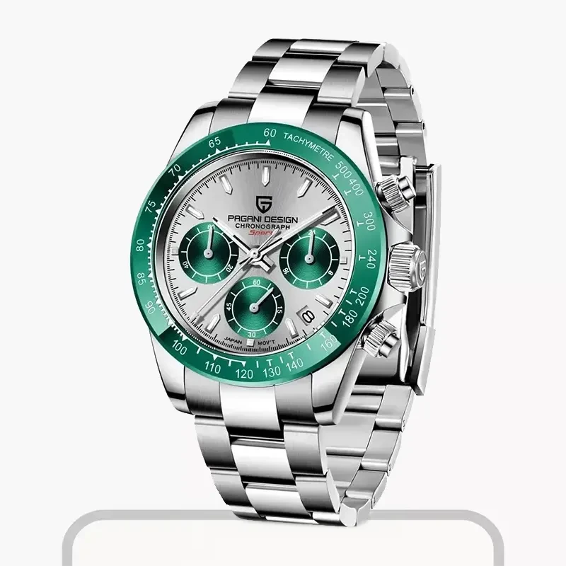 Pagani Design Daytona Green Grey Men's Watch - PD-1644